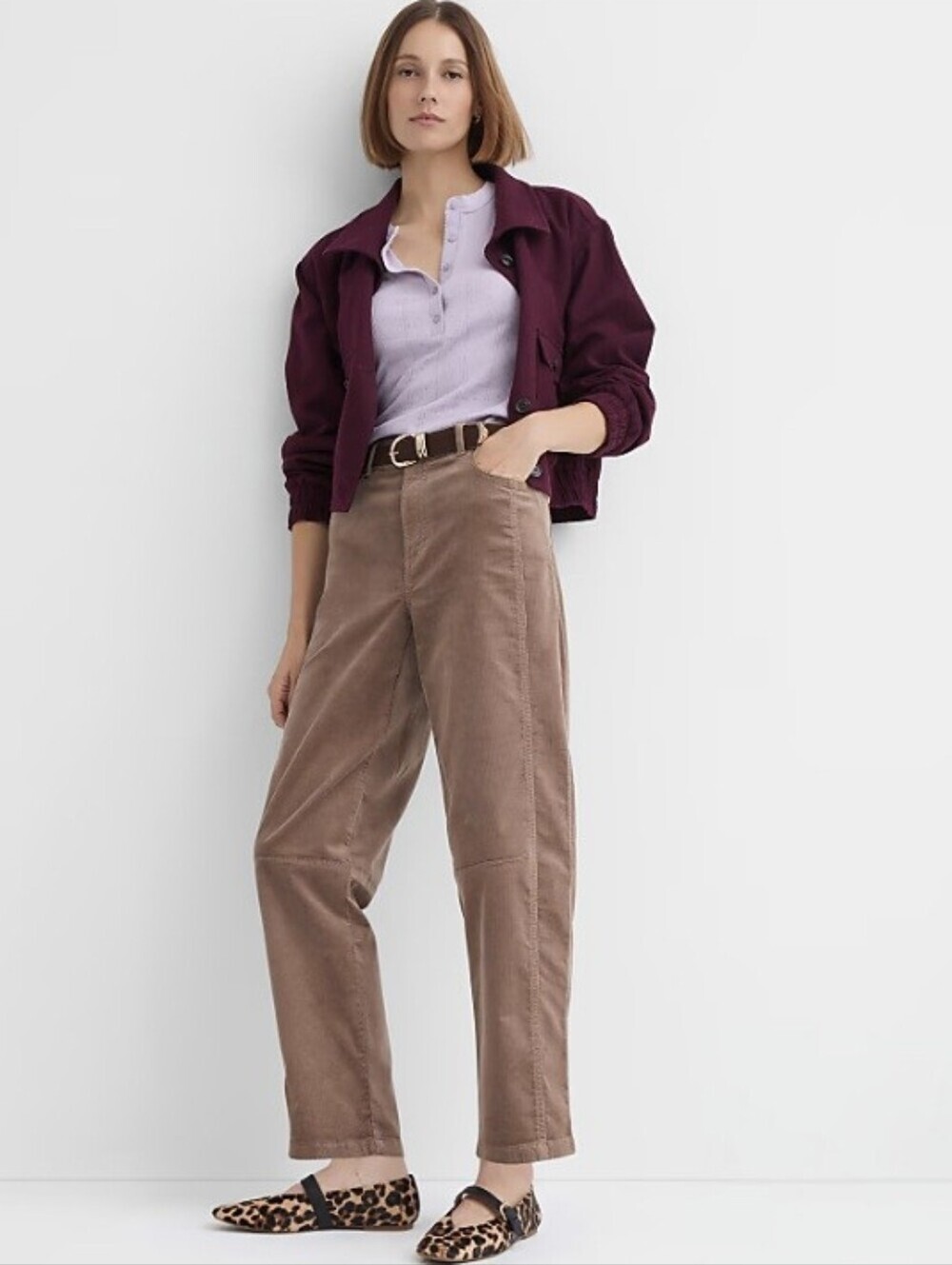 Loft Corduroy Barrel Pants in Brown Taupe Size 10